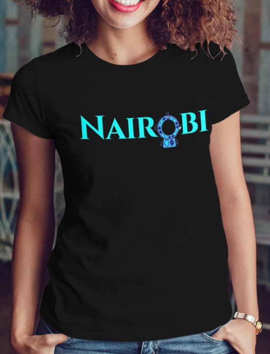 Nairobi-Orn-Cyan-T-Shirt-Ladies-Black-min