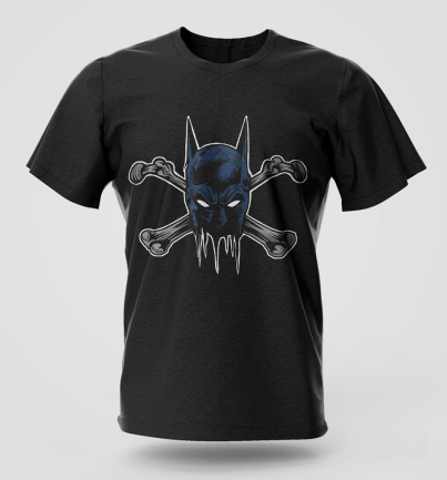 Bat and Bones comic graphic T-shirt in high quality cotton with comic-inspired print, Nairobi and Kenya streetwear fashion.