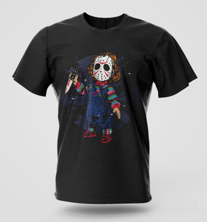 Chucky comic graphic T-shirt in high quality cotton with comic-style print, Nairobi and Kenya streetwear fashion.