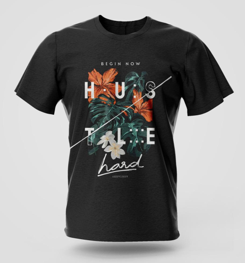 Hustle Hard streetwear graphic T-shirt in high quality cotton with long lasting graphic print, urban fashion and street style apparel for Nairobi and Kenya.