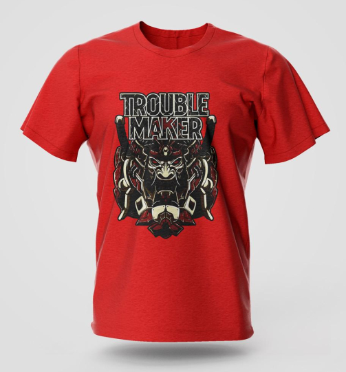 Trouble Maker street wear graphic T-shirt in high quality cotton with long lasting print, Nairobi and Kenya streetwear fashion.