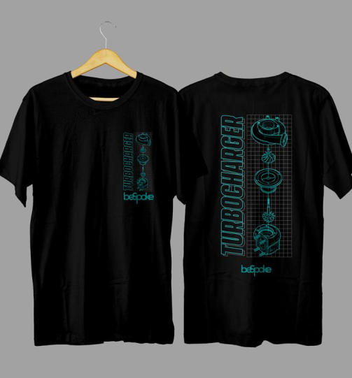 Turbo Charger automotive graphic T-shirt in high quality cotton with long lasting graphic print, tuner culture apparel and car enthusiast fashion for Nairobi and Kenya.
